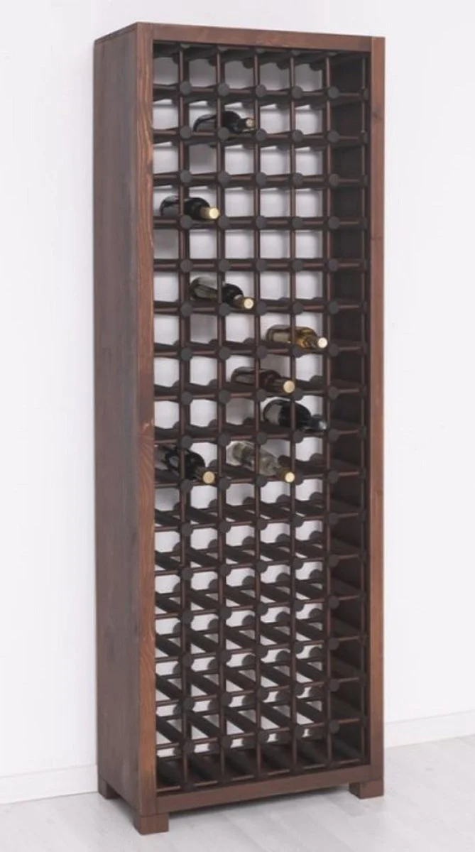 Country house style solid wood wine cabinet brown / black 68 x 35 x H. 200 cm - Solid wood wine rack in country house style - Solid wood bar furniture - Country house style bar furniture