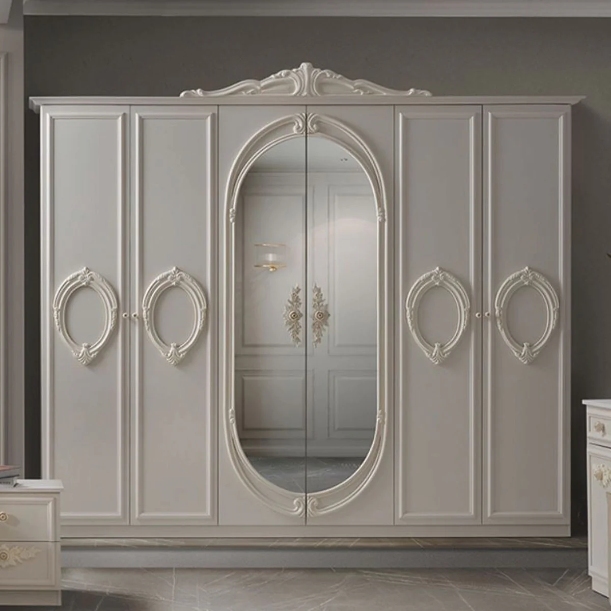 Luxus Barock Schlafzimmer Schrank Creme 261 cm - Barock Schlafzimmer Möbel
