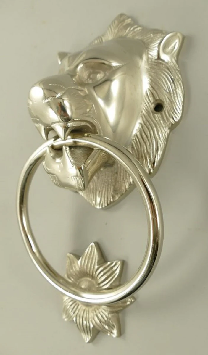 Baroque aluminum door knocker lion silver H. 28 cm - Baroque decorative accessories