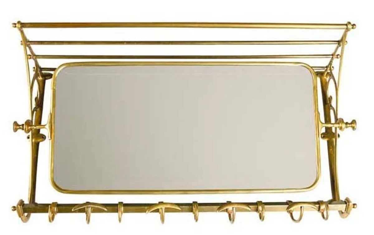 French luxury wall coat rack with mirror brass colored stainless steel coat rack Mod Strasbourg - coat rack antique style baroque art nouveau hotel, cafe restuarant furniture