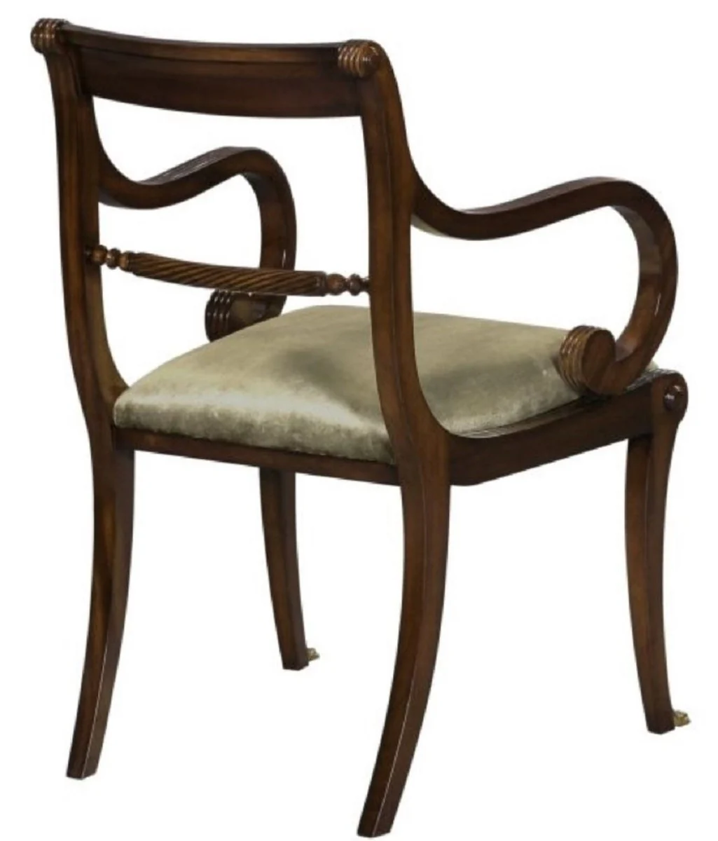 Luxury baroque dining chair with armrests brown / gold 59 x 57 x H. 88 cm - luxury quality