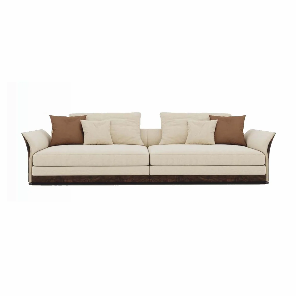 Luxus Sofa Creme / Dunkelbraun 215 cm - Wohnzimmer & Hotel Möbel