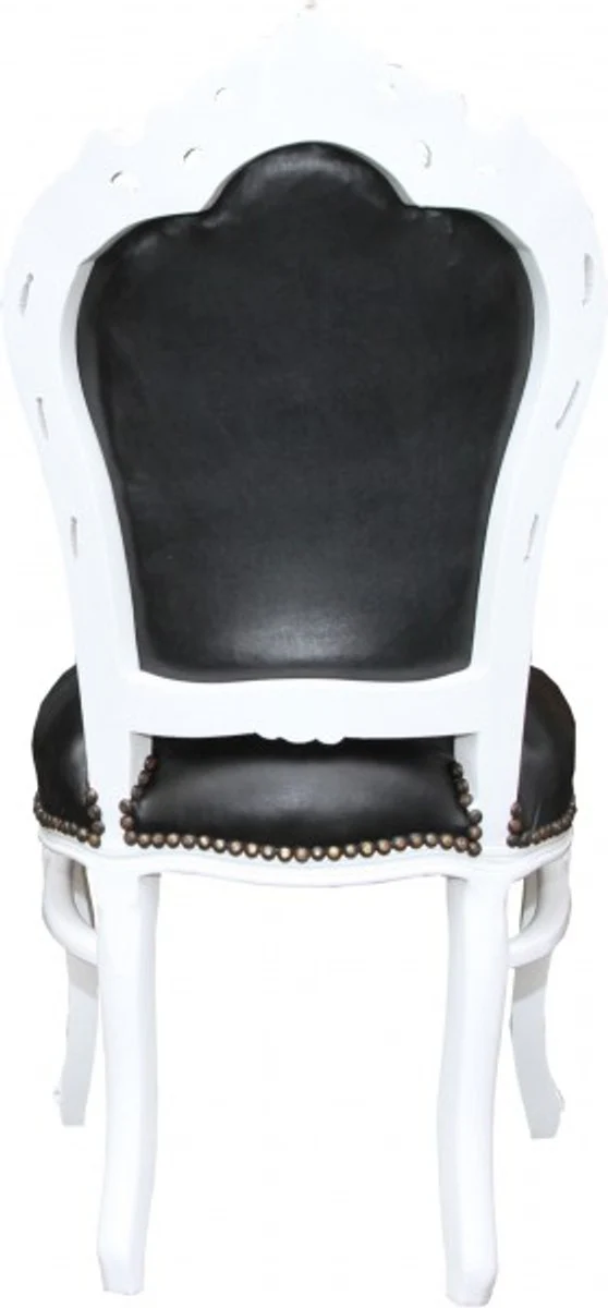 Baroque dining room chair black/white leather look furniture antique style