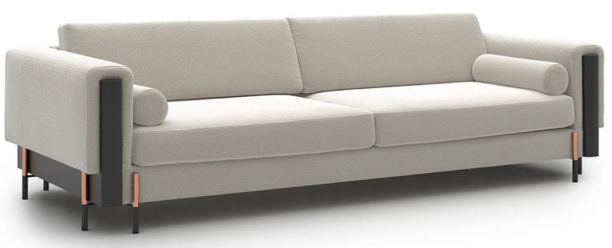 Luxury sofa cream white / matt black / copper 220 x 107 x H. 78 cm - living room sofa - hotel sofa - living room furniture - hotel furniture - luxury furniture - luxury furnishings