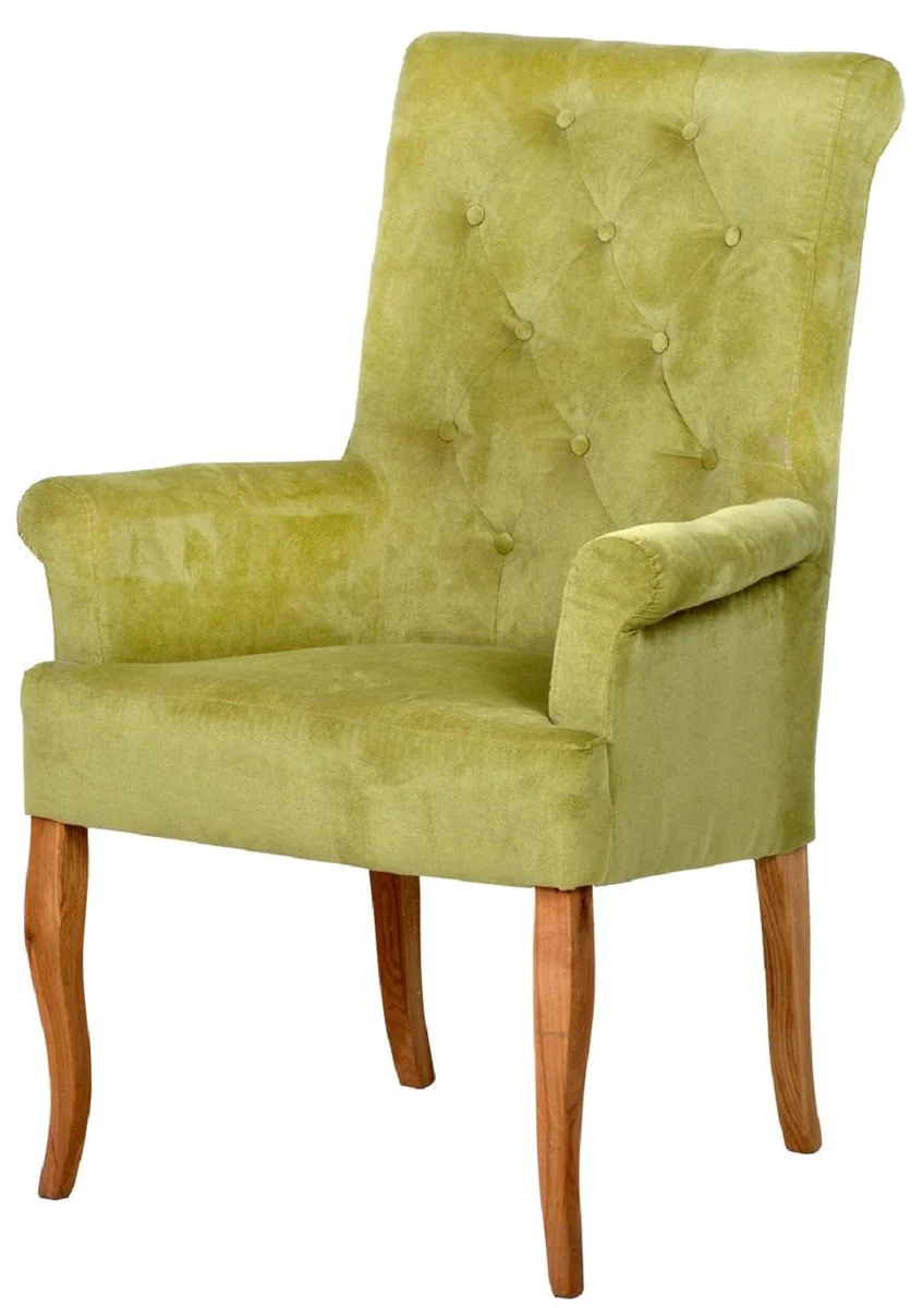Chesterfield Neo Baroque Dining Room Chair Green / Natural Colors - Kitchen Chair with Armrests - Dining Room Furniture - Chesterfield Furniture - Neo Baroque Furniture