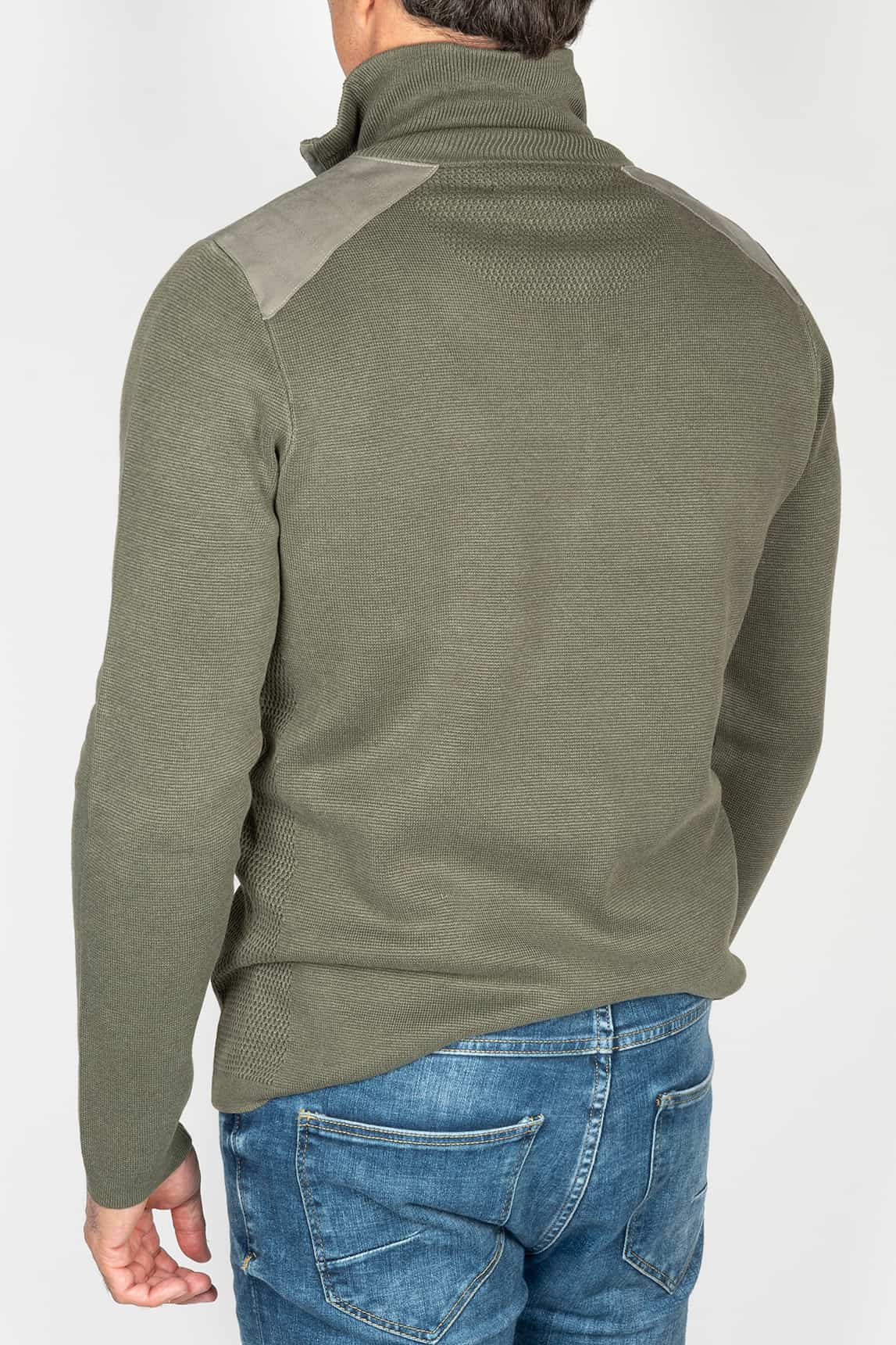 Rivera-Spain Khakigrüner Keeling-Pullover mit halbem Reißverschluss