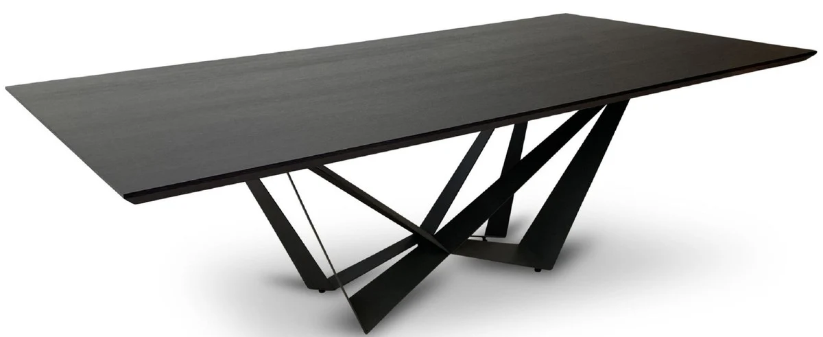 Luxury dining table black 240 x 120 x H. 76 cm - Rectangular kitchen table with oak veneer table top - Luxury dining room furniture
