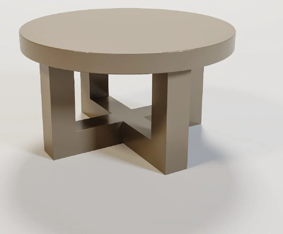 Luxury coffee table matt taupe Ø 60 x H. 34 cm - Round solid wood living room table - Luxury solid wood living room furniture