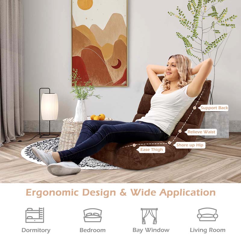 Memory Foam Floor Chair, 14-Position Adjustable Folding Gaming Sofa Chair with Back Support, Chaise Lounge Sofa Bed Recliner