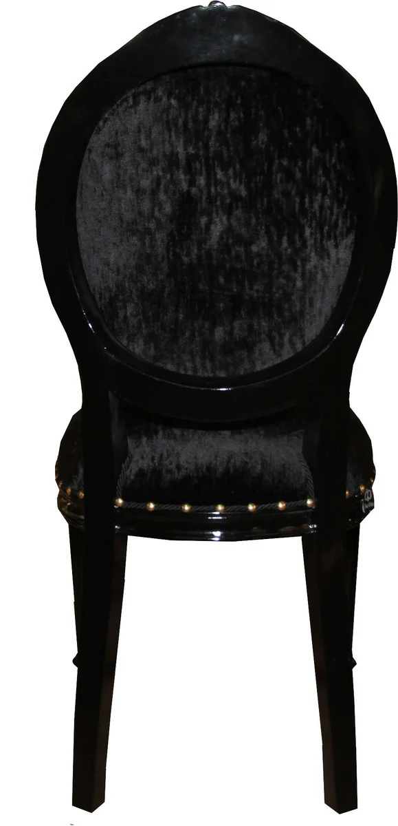 Baroque Medallion Luxury Dining Chair without Armrests in Black / Black - Limited Edition