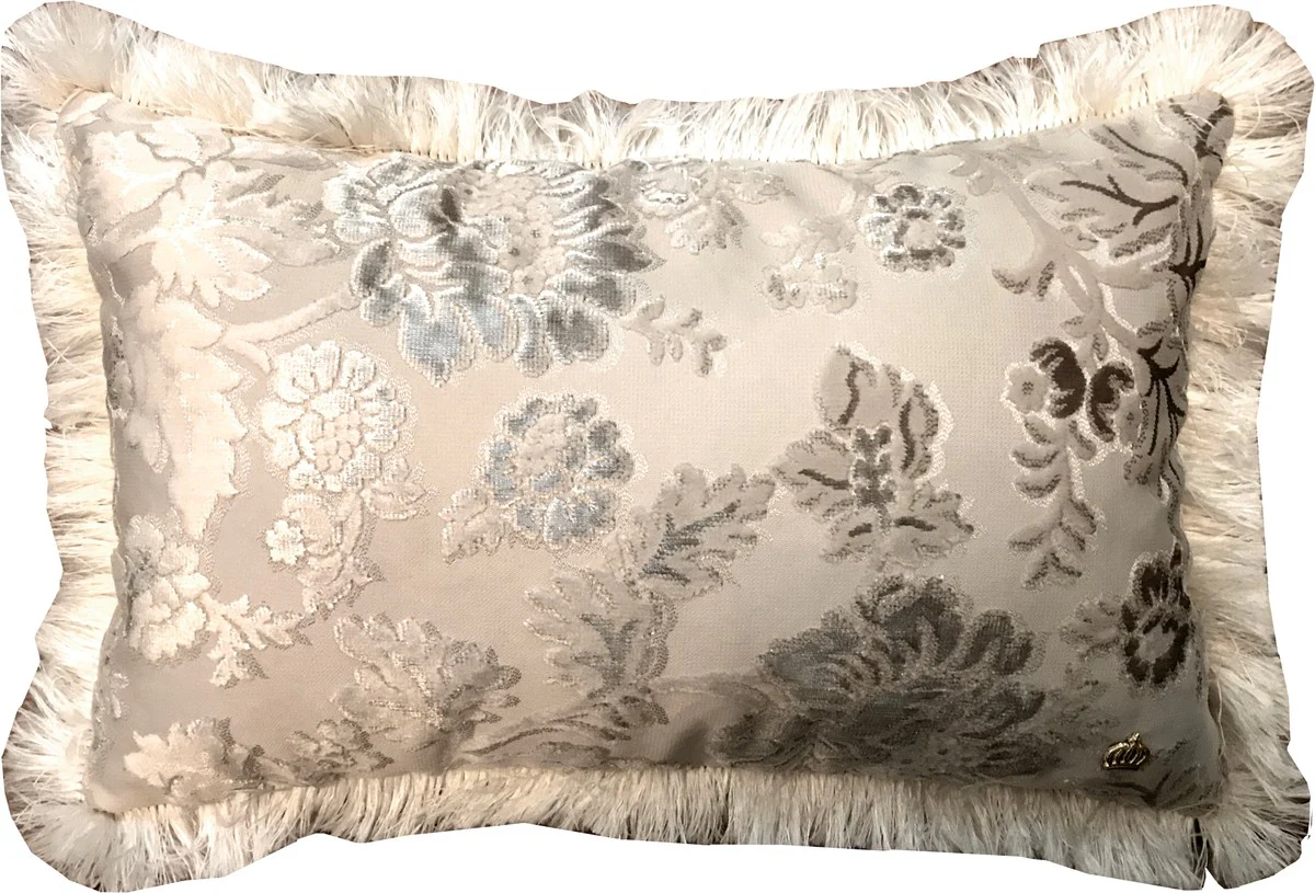 Luxus Kissen Pompöös by von Harald Glööckler Elegance Collection Barock Muster Creme / Creme 35 x 55 cm - Luxuskissen