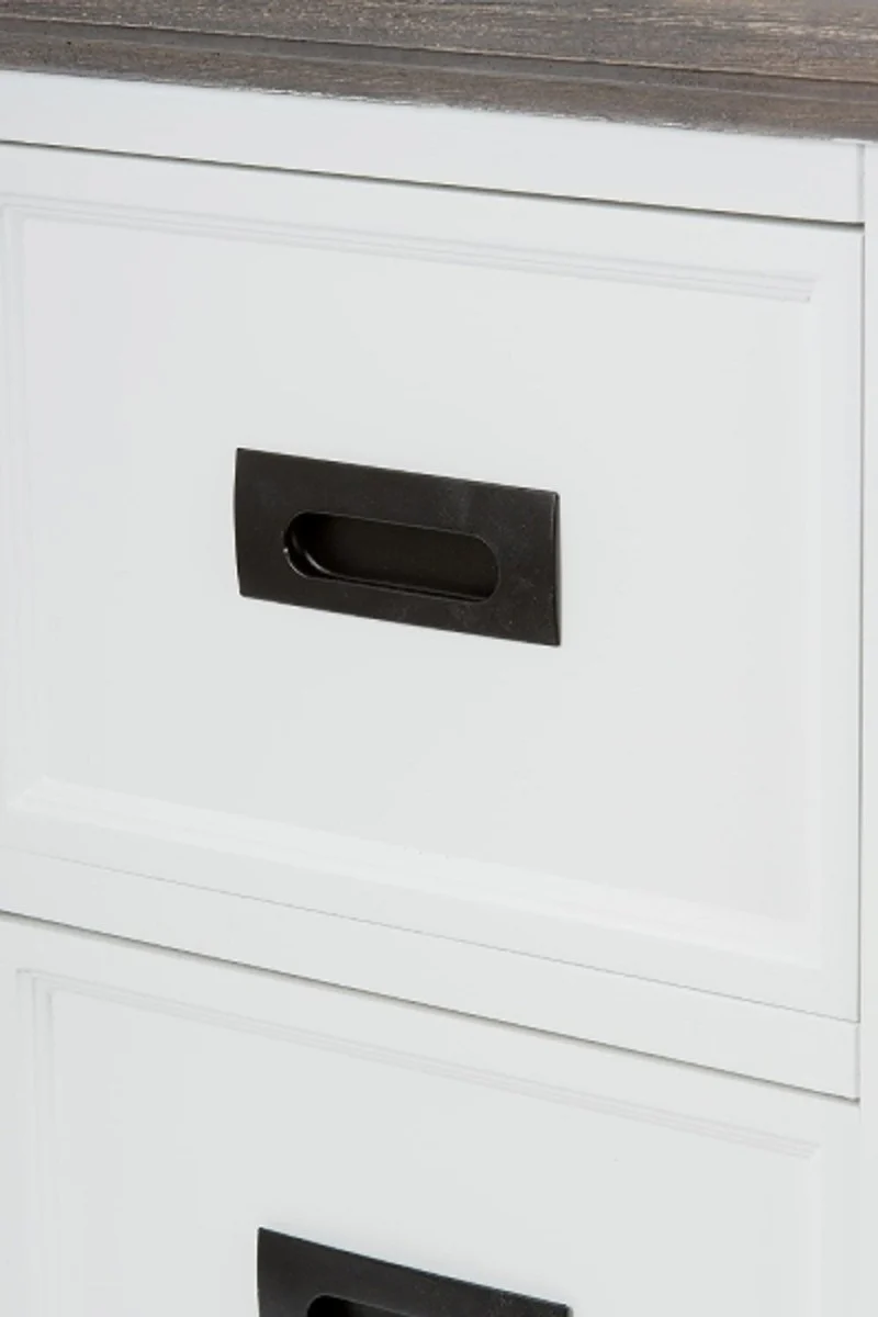 Country house style chest of drawers with door and 3 drawers white / gray 80 x 40 x H. 85 cm - country house style furniture