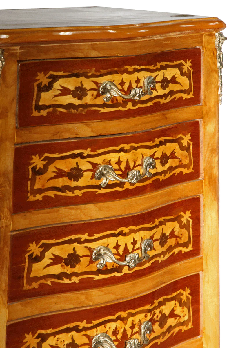 Baroque chest of drawers with 7 drawers bird's eye maple with inlay - Baroque furniture