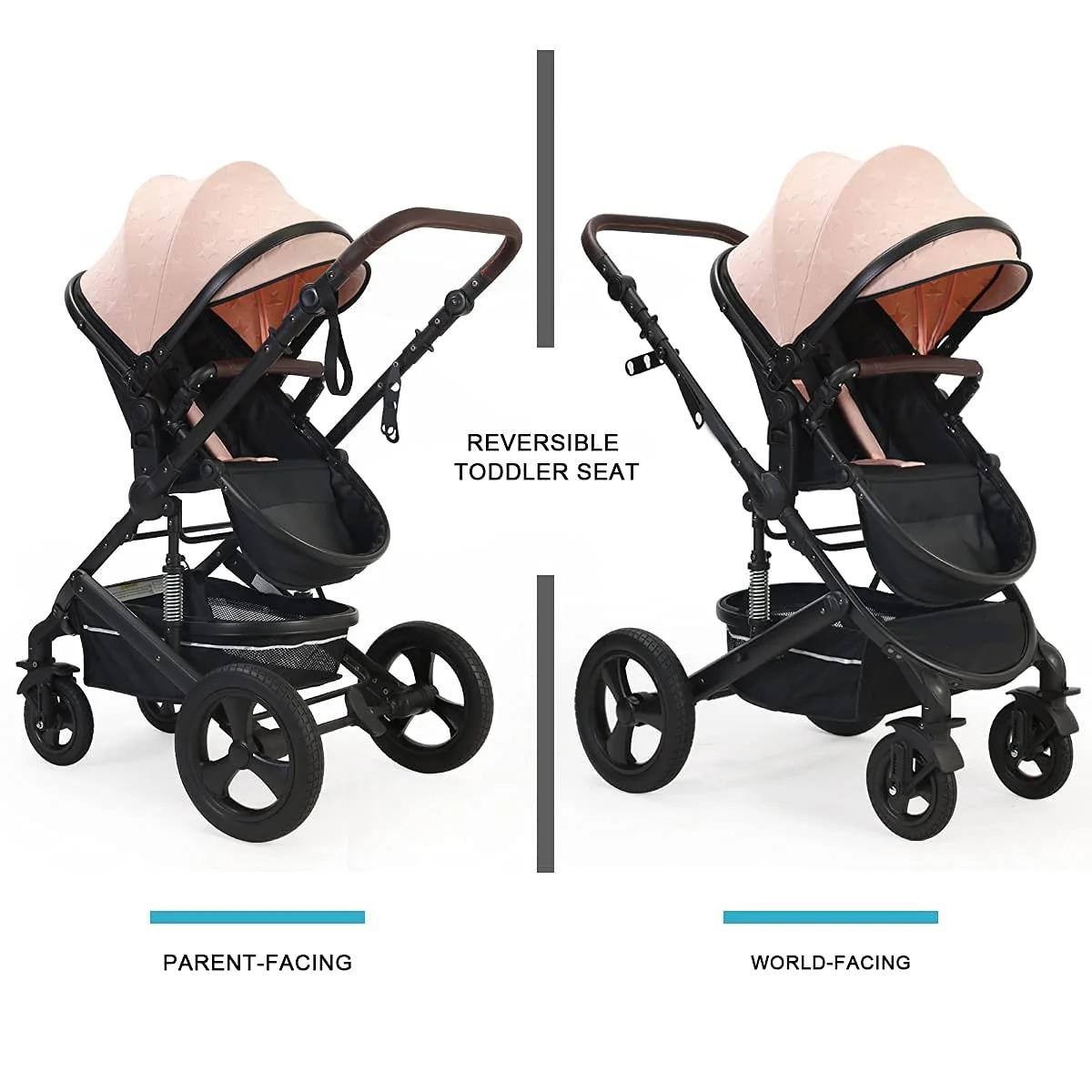 Kinderwagen für Neugeborene und Kleinkinder – Cynebaby 2-in-1 Hochformat, umwandelbar, umkehrbar, stoßfest, Stubenwagen, Kinderwagen, Kinderwagen, mit Getränkehalter, Fußsack und Wickeltasche (grün)