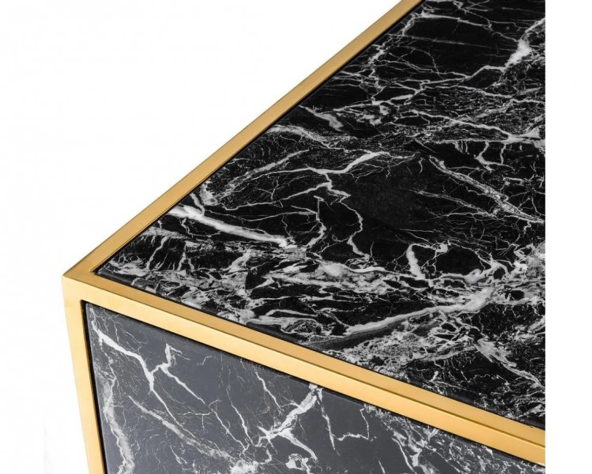 Art Deco Luxury Coffee Table Faux Marble Gold Finish Set of 4 - Living Room Salon Table - Luxury Furniture