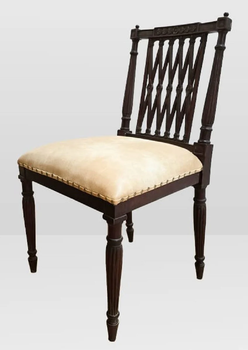 Luxury Baroque Dining Room Chair Beige / Dark Brown - Baroque Furniture - Made in Italy