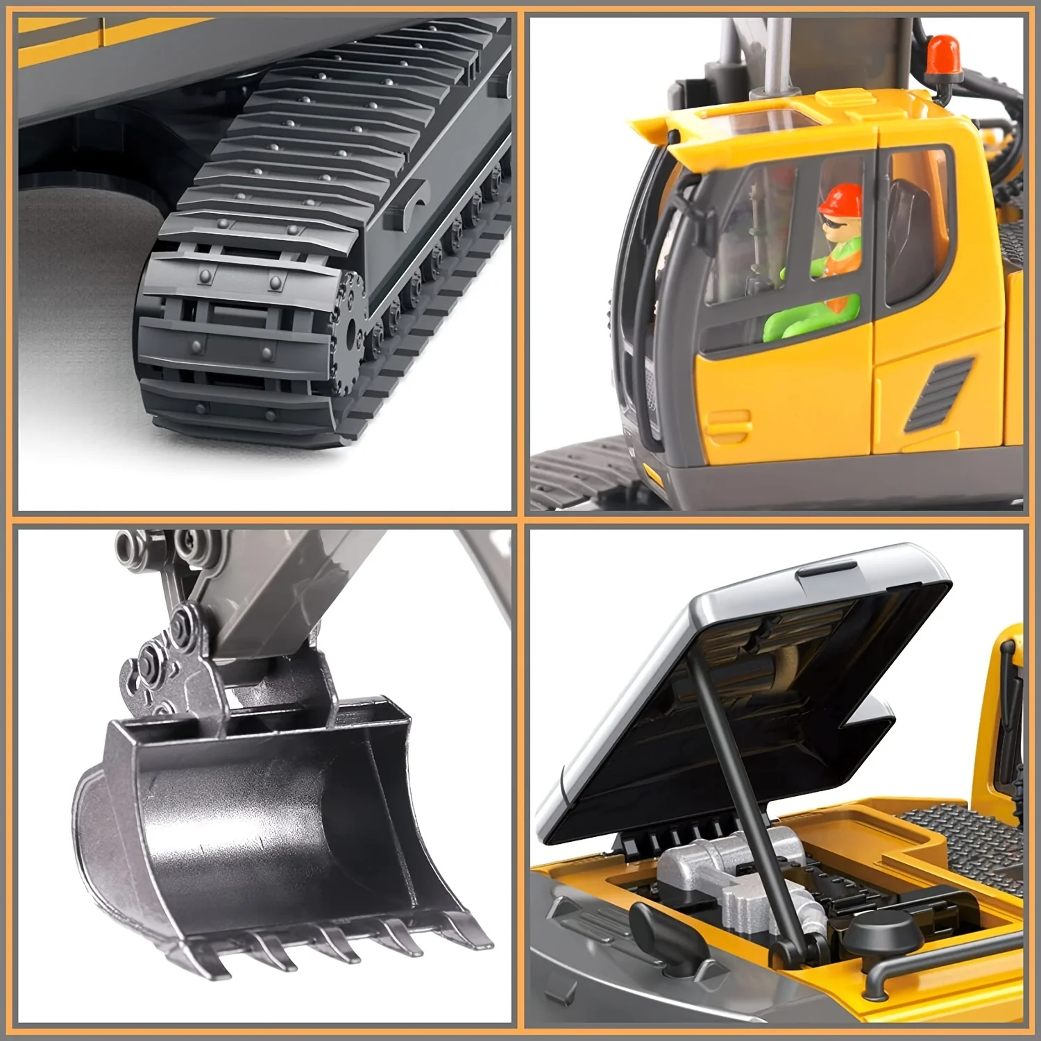 11-Kanal-Bagger aus Legierung mit Fernbedienung: Großes Baggerfahrzeug für den Spaß von Jungen und Kindern!