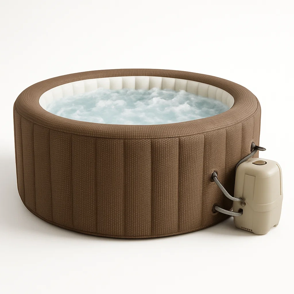 Aufblasbarer Whirlpool, 196 x 196 x 71 cm, 4 Personen, rund, braun/weiß UcpZKNF336Oy