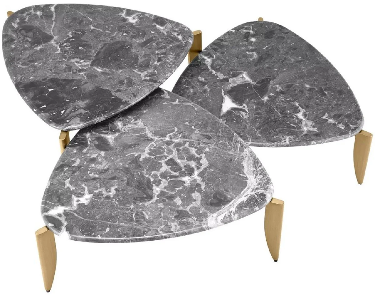 Luxury coffee table set of 3 brass / gray - brass living room tables with marble top - living room furniture - hotel furniture - luxury quality