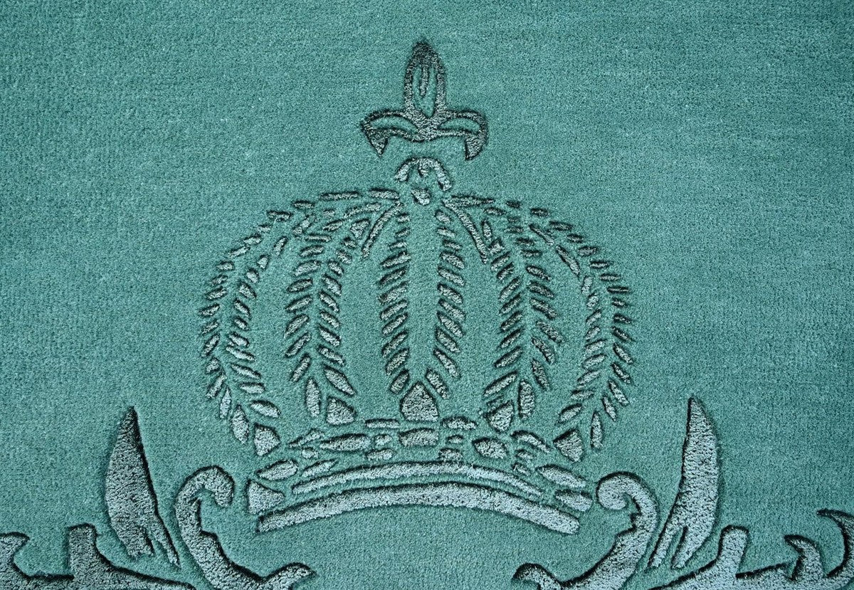Pompöös by Luxury Baroque Carpet Crown by Harald Glööckler Green - Various Sizes
