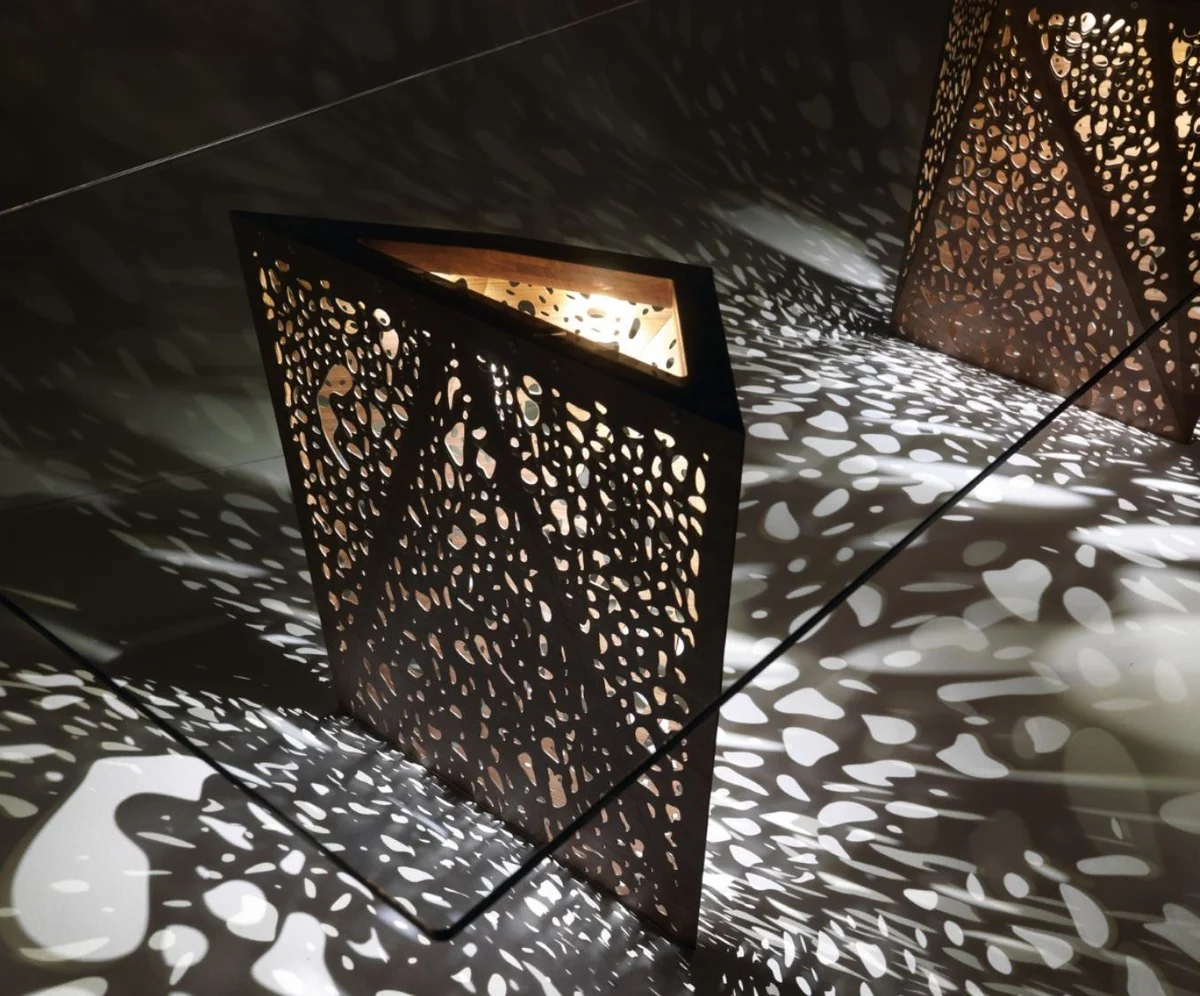 Luxury dining table with glass top and LED lighting brown 250 cm - Made in Italy