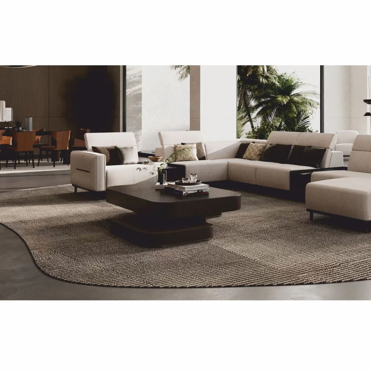 Luxury coffee table dark brown / brass 190 cm - living room & hotel furniture