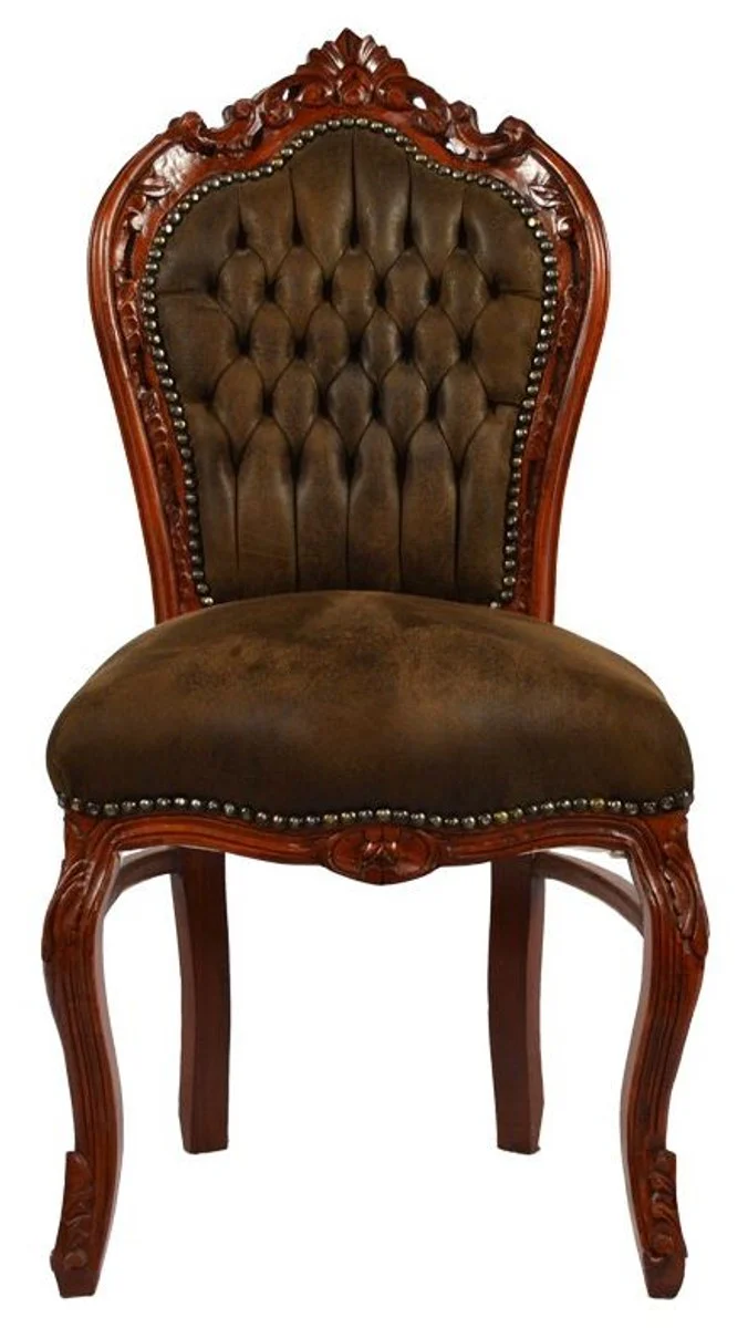 Baroque dining room chair brown / brown Mod2 leather look