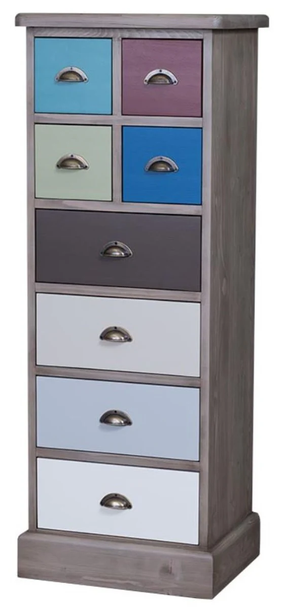 Country house style chest of drawers with 8 drawers gray / multicolored 46 x 36 x H. 122 cm - country house style furniture