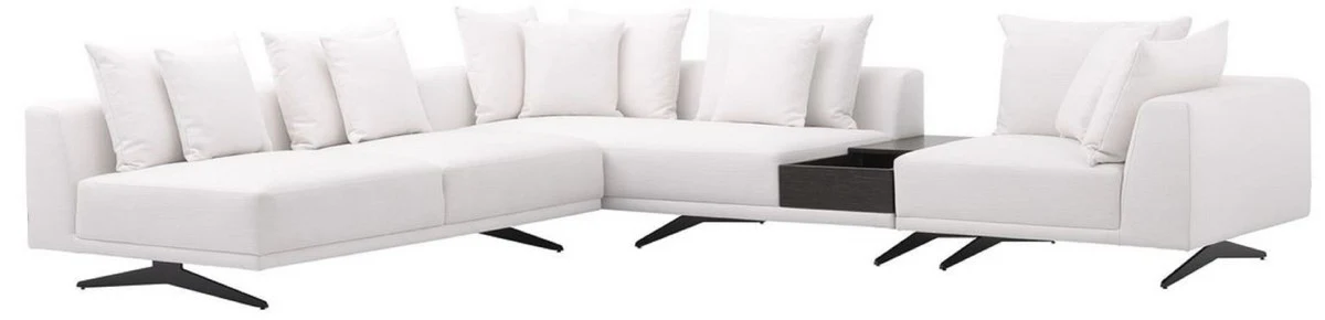Luxury corner sofa white / bronze 340 x 292 x H. 64 cm - Elegant living room sofa with cushions - Luxury furniture - Luxury quality