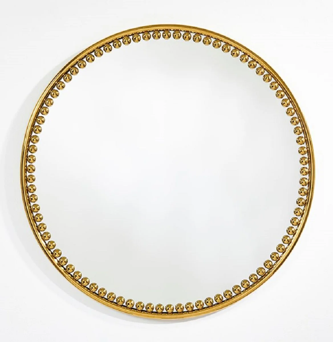 Luxury wall mirror gold Ø 107 cm - round living room mirror with metal frame - bedroom mirror - bathroom mirror - cloakroom mirror - luxury collection