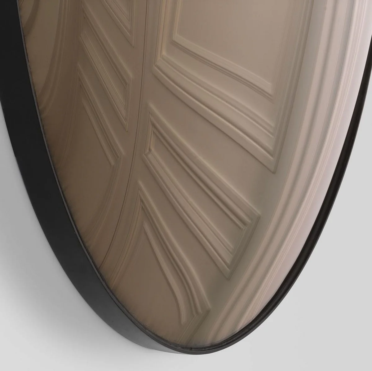 Luxus Spiegel Braun / Schwarz Ø 91 cm - Runder konvexer Wandspiegel - Luxus Möbel