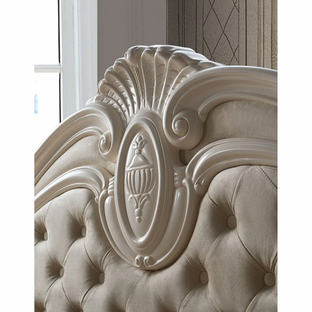 Luxury Baroque Double Bed Cream - Magnificent Baroque Bedroom Furniture