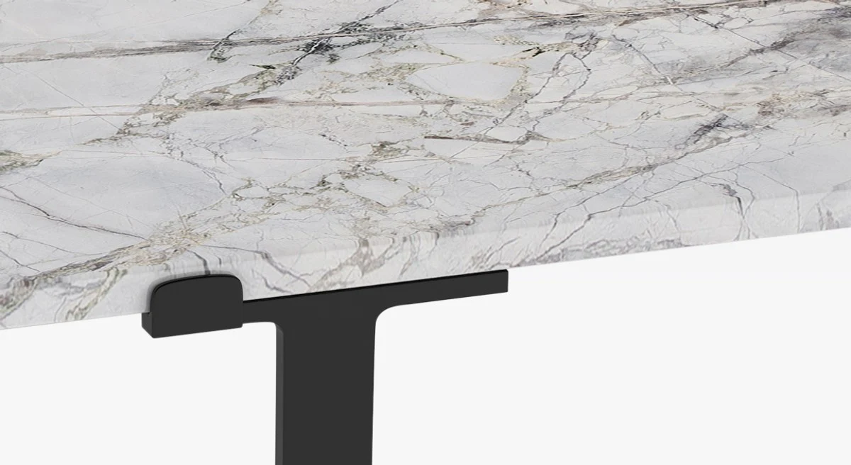 Luxury coffee table black / white 73 x 73 x H. 40 cm - Modern square living room table with marble top - Luxury living room furniture