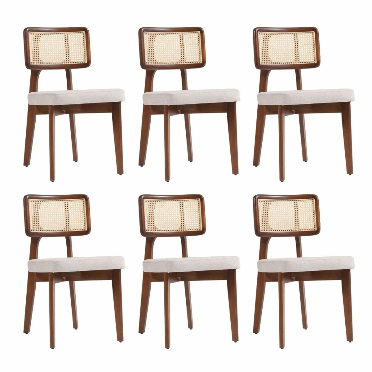 Luxury dining room chair set of 6 gray / brown / natural colors H. 85 cm