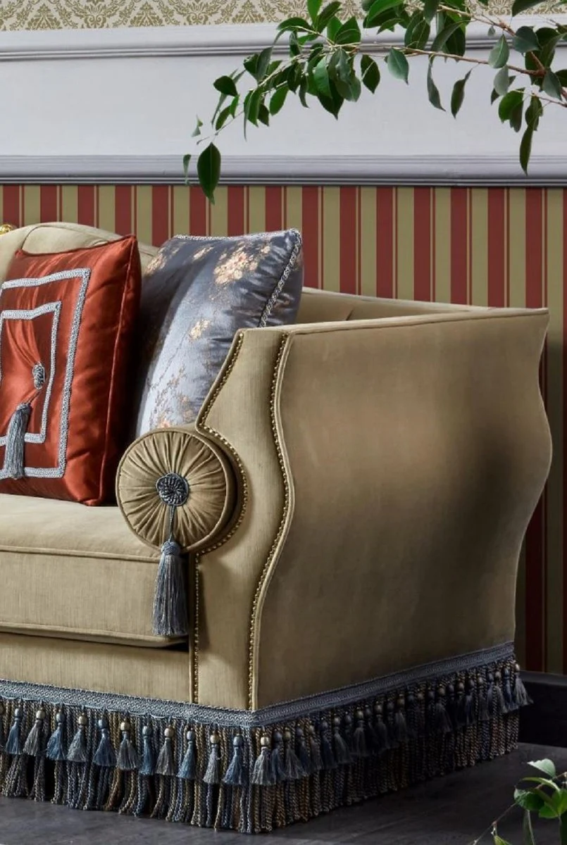 Luxury Baroque Sofa Beige / Blue - Magnificent Living Room Sofa - Baroque Style Living Room Furniture - Luxury Furniture in Baroque Style - Baroque Furnishings - Noble & Magnificent