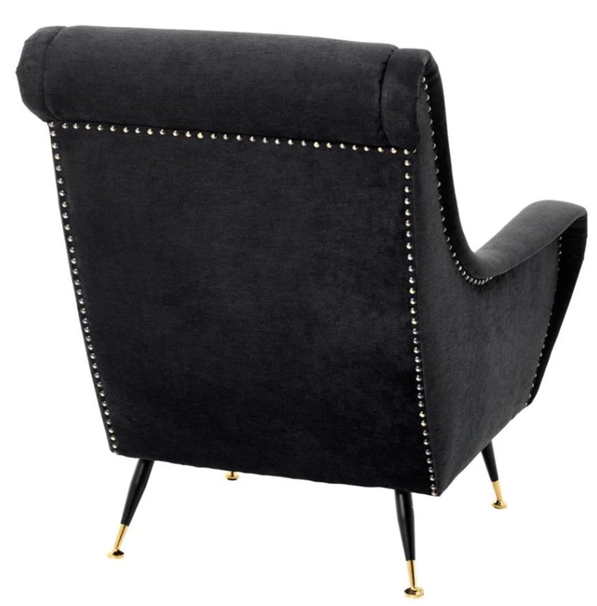 Luxury Hotel Salon Armchair Black 80 x 90 x H. 88 cm - Living Room Furniture