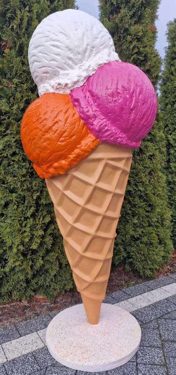 Luxus Deko Eis im Hörnchen Mehrfarbig H. 185 cm - Großes Deko Eis - Wetterbeständiges XXL Deko Eis - Restaurant Dekoration - Gastronomie Dekoration - Eisdielen Dekoration