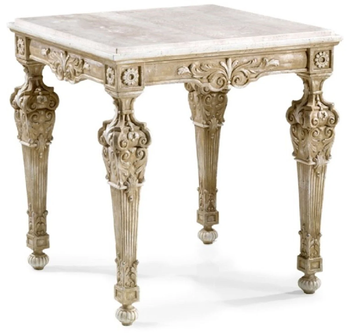 Luxury Baroque side table antique beige / white - Made in Italy