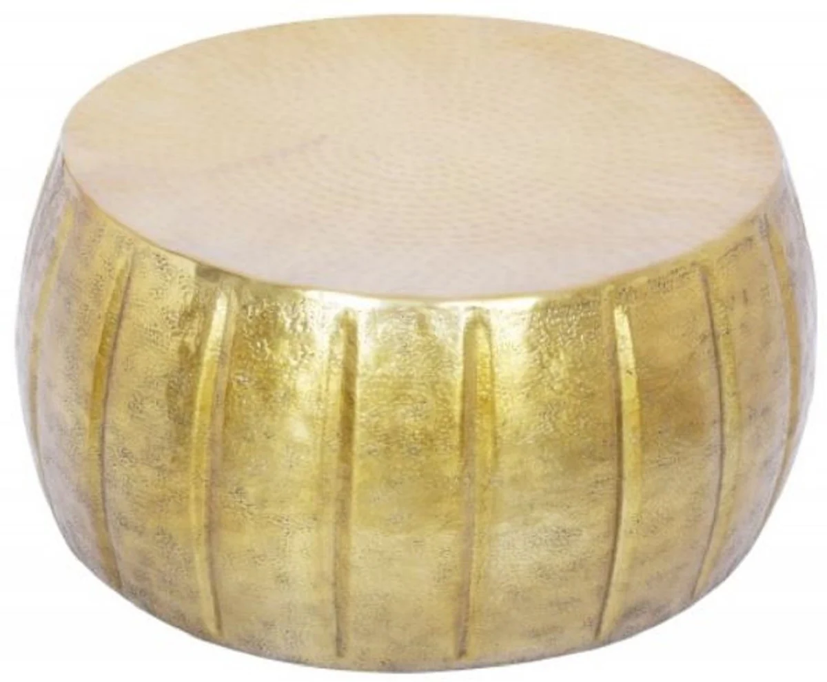 Aluminum coffee table gold Ø 65 x H. 31 cm - Round living room table in oriental style - Living room furniture