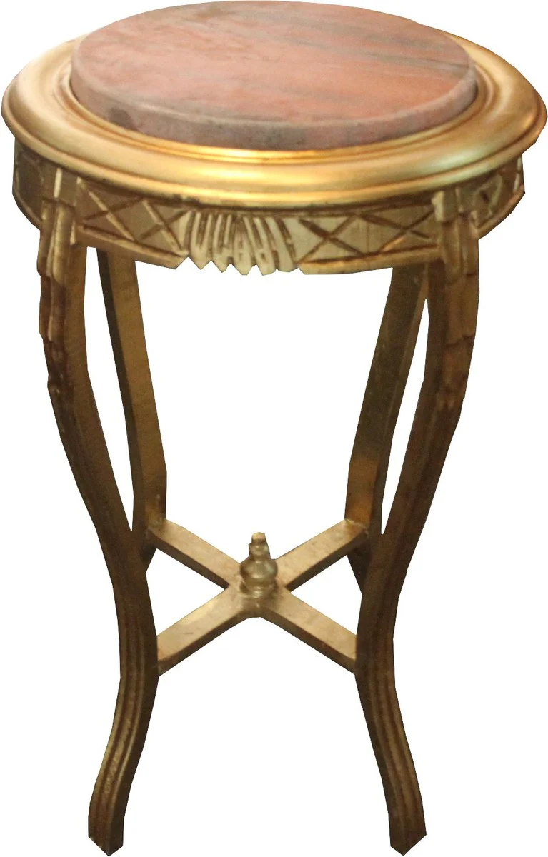 Baroque side table round gold W. 40 cm x H. 68 cm - solid wood
