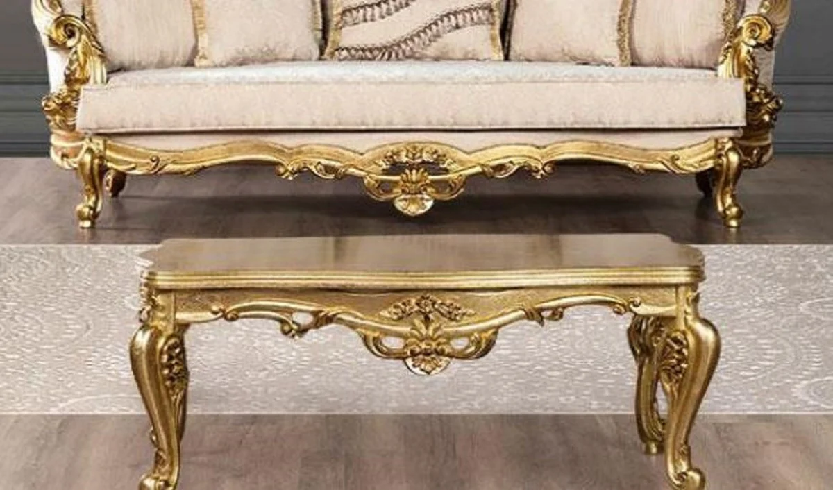 Luxury baroque coffee table gold - magnificent solid wood living room table in baroque style - baroque living room & hotel furniture - noble & magnificent