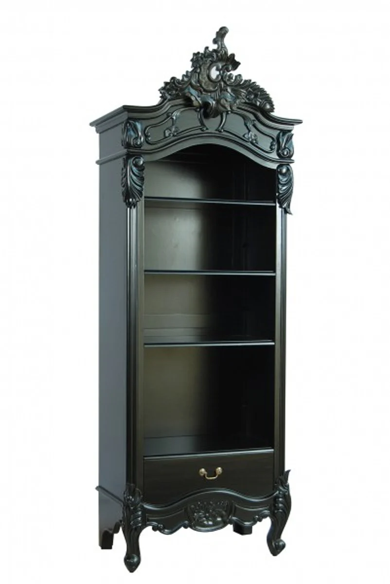 Baroque bookcase black high gloss W 85 x H 190 cm bookcase shelf cabinet