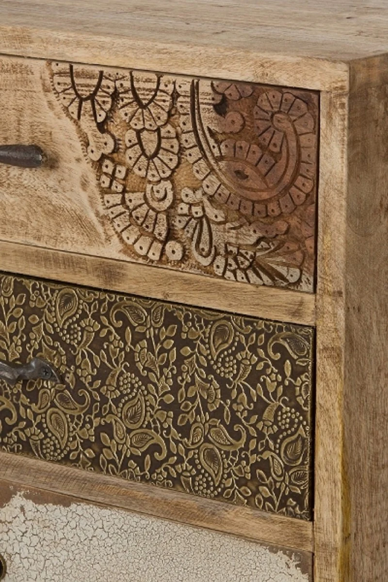 Country house style chest of drawers with 5 drawers natural / multicolored 48 x 27 x H. 80 cm - country house style furniture