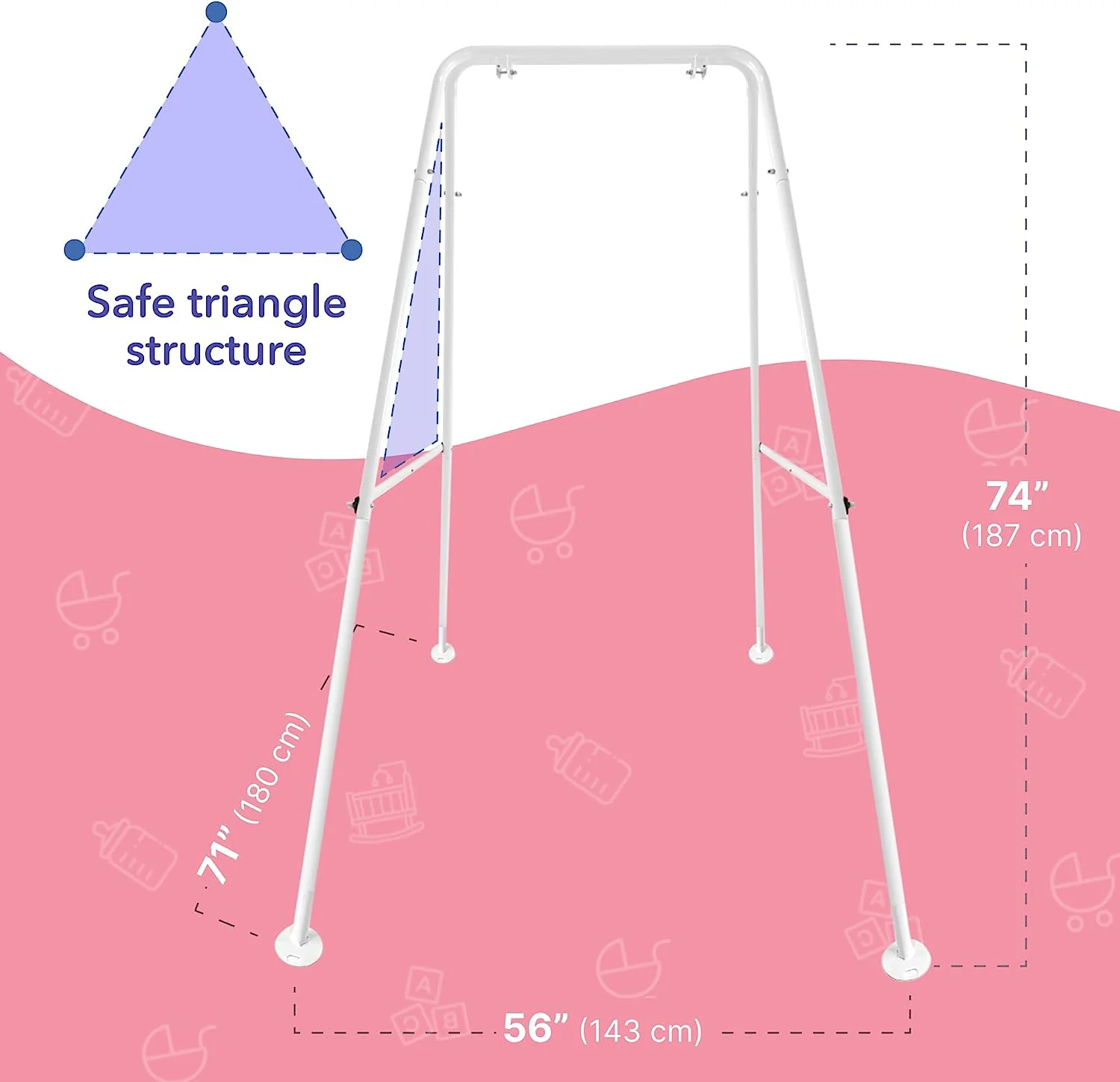 Babyschaukel aus Segeltuch, hängender Schaukelsitz aus Holz mit Sicherheitsgurt, langlebiger Baby-Hängemattenstuhl, Außen- und Innenschaukel für Kinder, Montagezubehör im Lieferumfang enthalten, Elfenbeinfarben