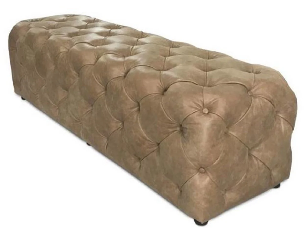 Luxury Chesterfield genuine leather bench brown 158 x 47 x H. 45 cm - Chesterfield furniture