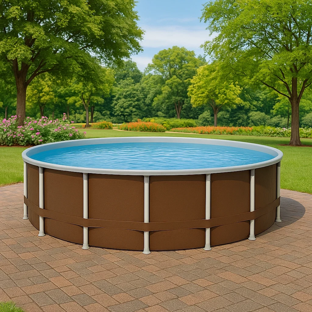 Runder, abnehmbarer Stahlrohrpool 358x98 cm, braun, mit Filter und Leiter izHvwiE268nY