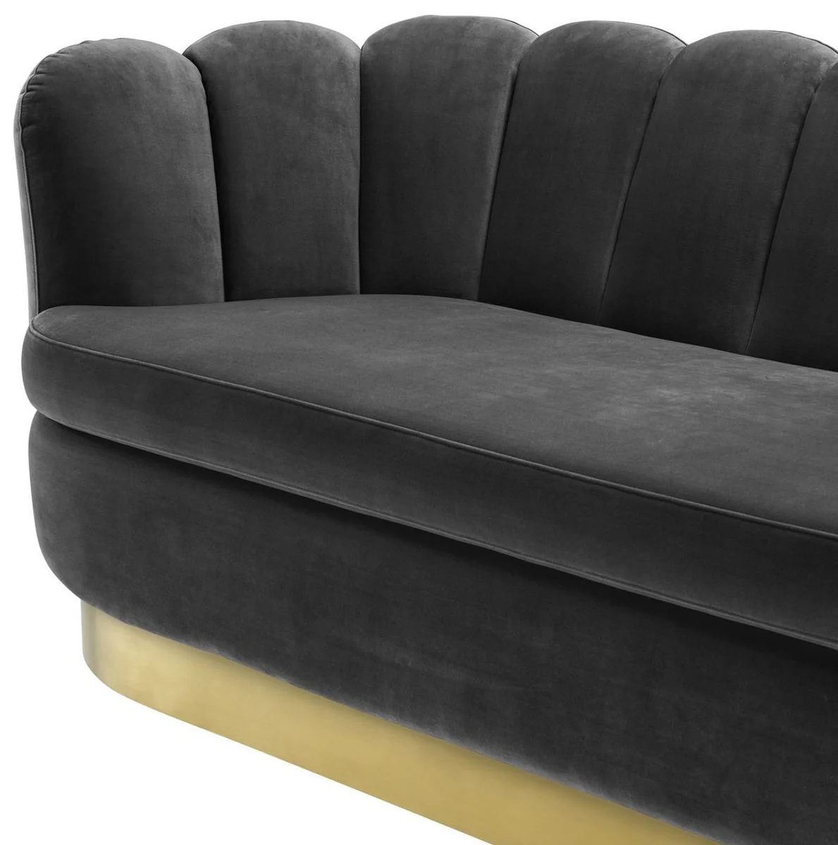 Luxury velvet sofa dark gray / brass 225 x 90 x H. 80 cm - living room sofa - luxury quality