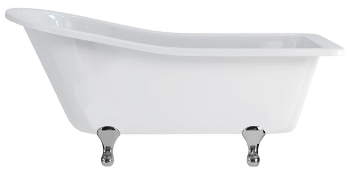 Luxury Art Nouveau bathtub white / silver 169 x 73 x H. 77 cm - Freestanding retro acrylic bathtub - Nostalgic retro bathroom furniture