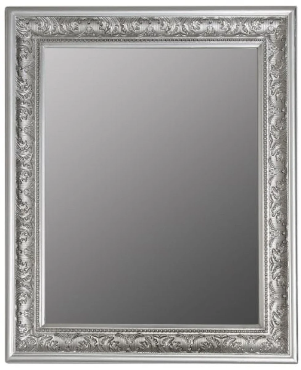 Baroque mirror silver 52 x H. 62 cm - Handcrafted baroque wall mirror with facet cut and beautiful decorations