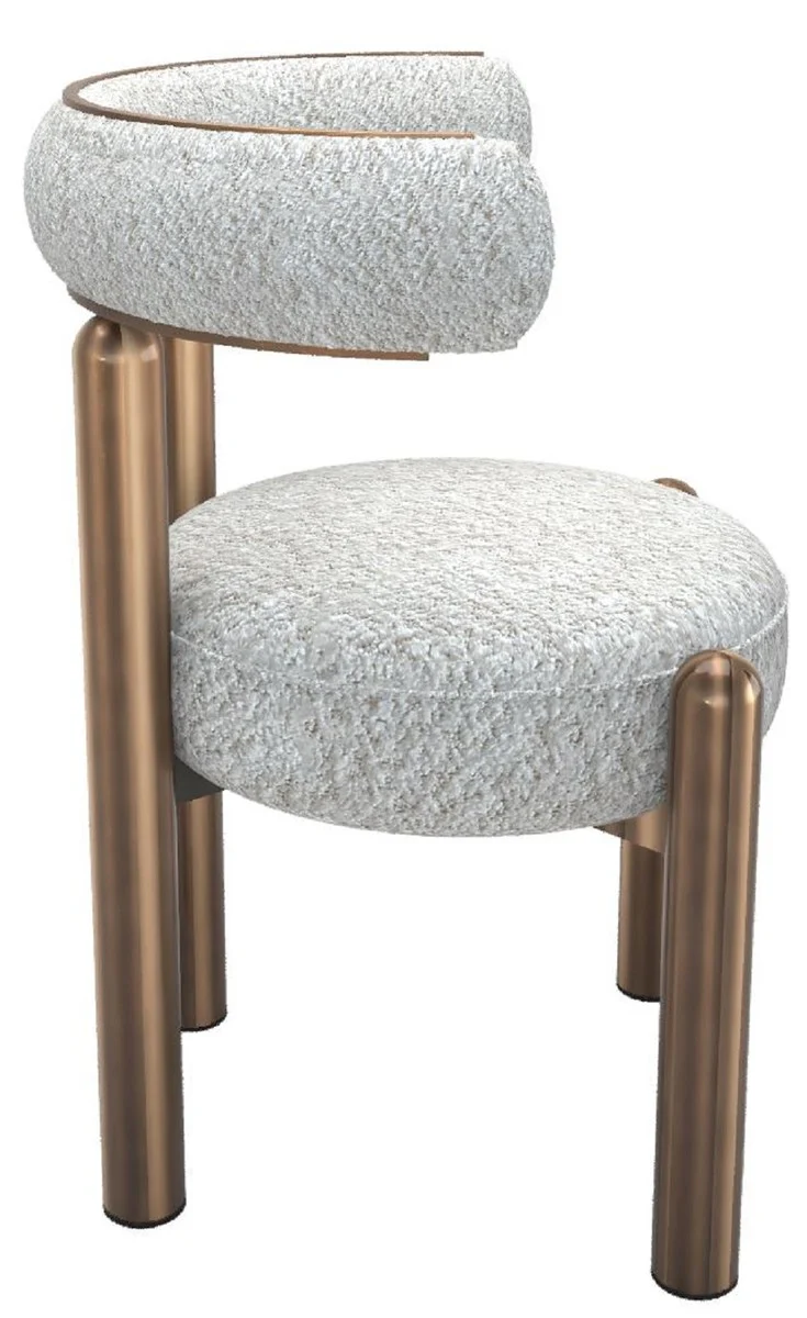 Luxury dining room chair with curved backrest white / bronze - dining room furniture